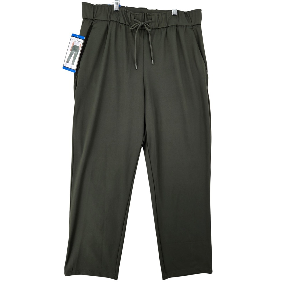 Hilary Radley NEW LARGE Dark Olive Pull On Drawstring Pants Womens Casual Office